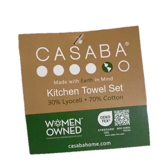 NEW Casaba Embroidered Kitchen Towel Set of 3 Hearts Solid Pink Cherries Cotton - Picture 7 of 7